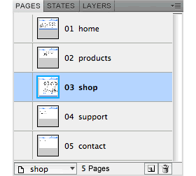 Pages panel (create several sub-pages)