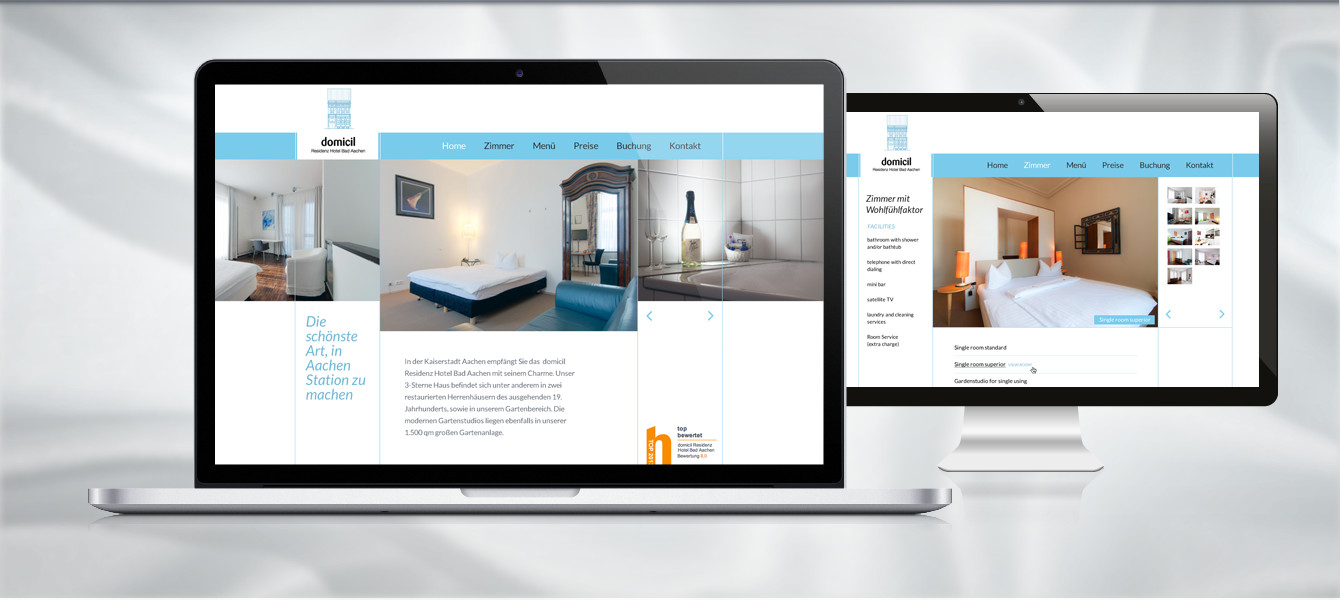 Screendesign und Wordpress Hotel Website